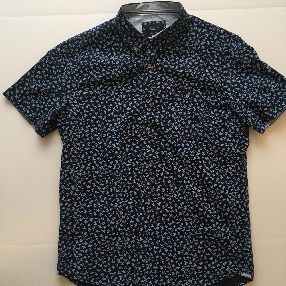 Level Ten Men’s Casual Printed Shirt - Blue